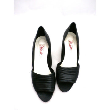 Vintage Womens Shoes 9 West Black Peep-Toe Pump Brazil 7.5 M 1980S - The Best Vintage Clothing
 - 1