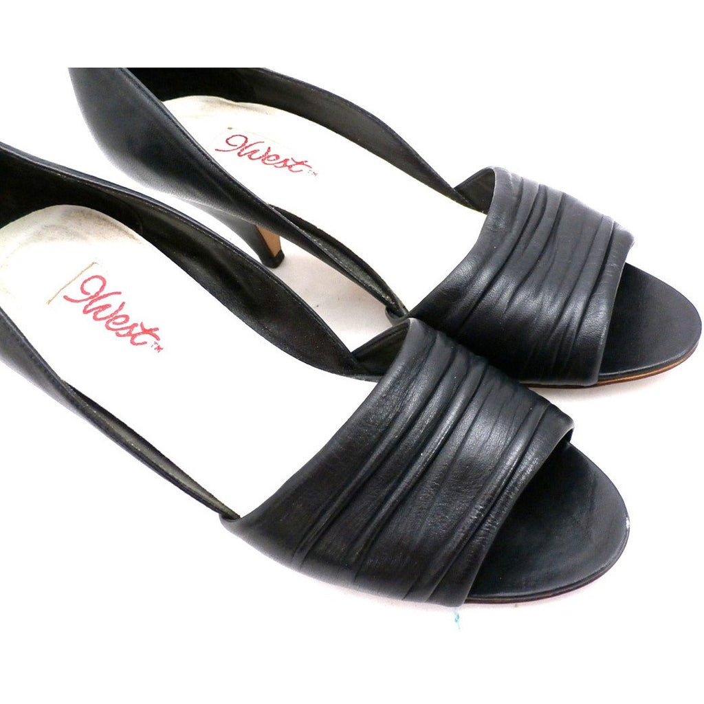 Vintage Womens Shoes 9 West Black Peep-Toe Pump Brazil 7.5 M 1980S On Sale,Shoes The Best Vintage Clothing