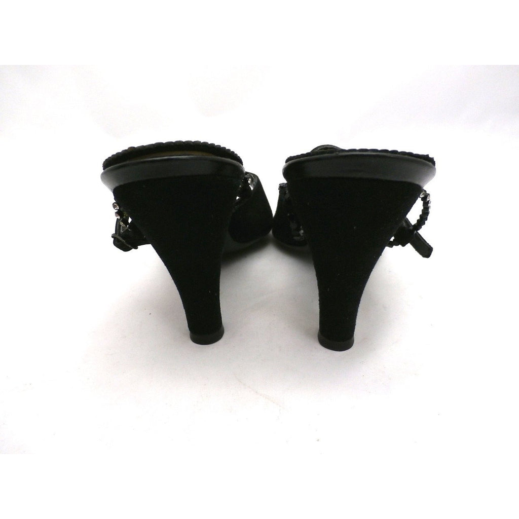 VTG Evening Heels Shoes Marquise Black Suede Peep-Toe Pumps Womens 7A 1950s Shoes The Best Vintage Clothing