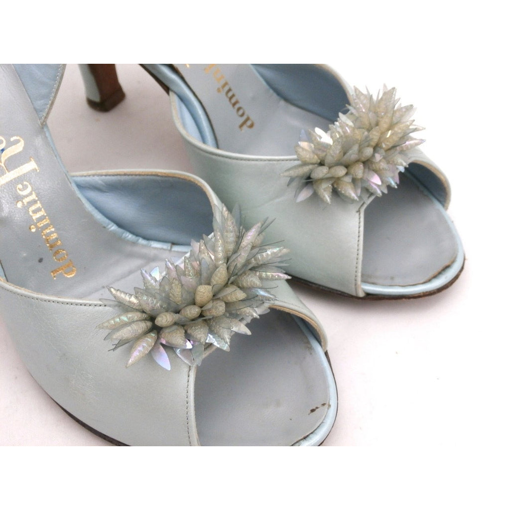 VTG Shoes Heels Baby Blue Dominic Romano Sling-Back Shoes 1950S Womens Sz 7M Shoes The Best Vintage Clothing