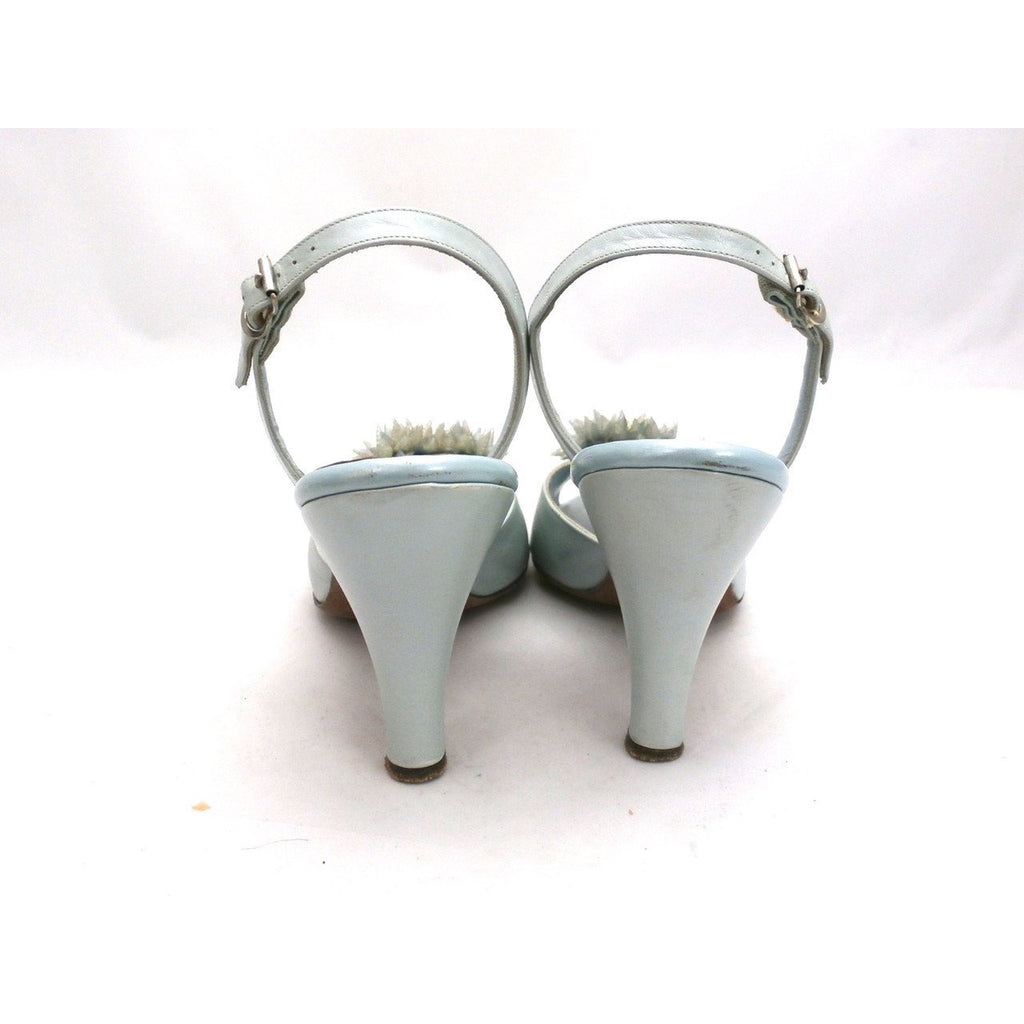 VTG Shoes Heels Baby Blue Dominic Romano Sling-Back Shoes 1950S Womens Sz 7M Shoes The Best Vintage Clothing