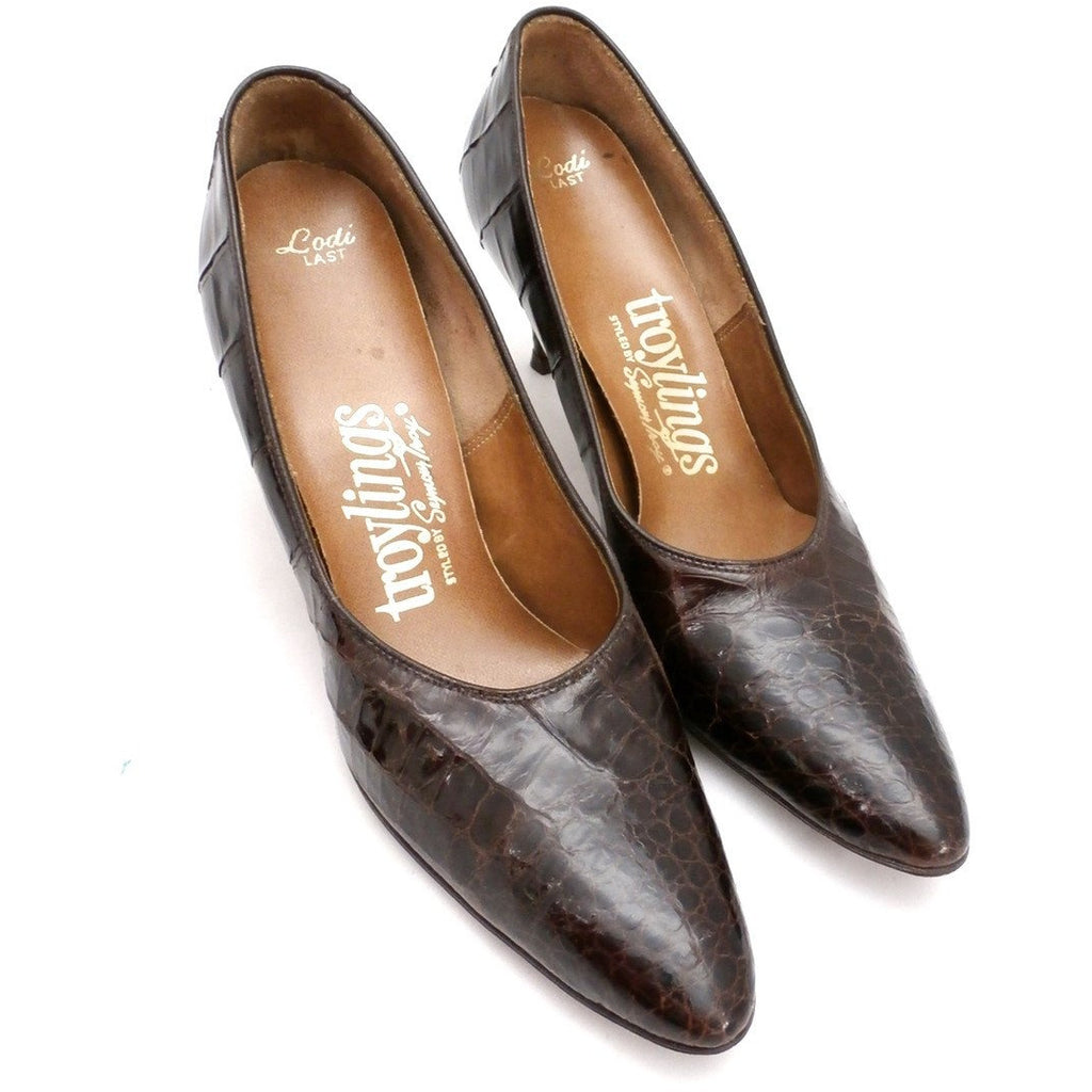 VTG Shoes Heels Genuine Alligator Stiletto Shoes Pumps Womens Sz 5.5 1950S Shoes,On Sale Troylings