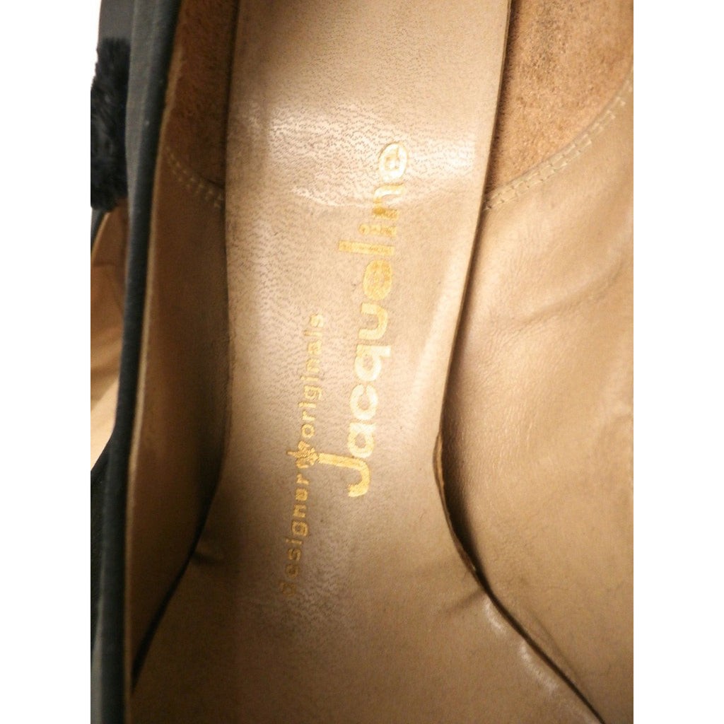 Vintage Black Peau De Soie SIlk Pumps 3.5 " Stiletto Heels 1950S Womens Sz 7 Shoes The Best Vintage Clothing