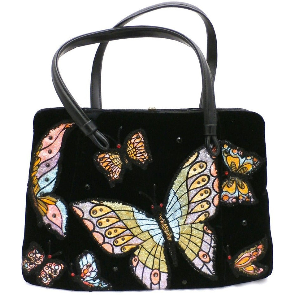 Fab Vintage Black Velvet Butterfly Appliqued Purse 1950S Handbags The Best Vintage Clothing