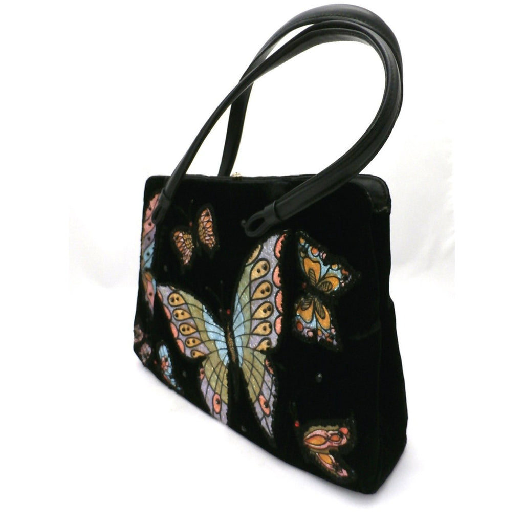 Fab Vintage Black Velvet Butterfly Appliqued Purse 1950S Handbags The Best Vintage Clothing