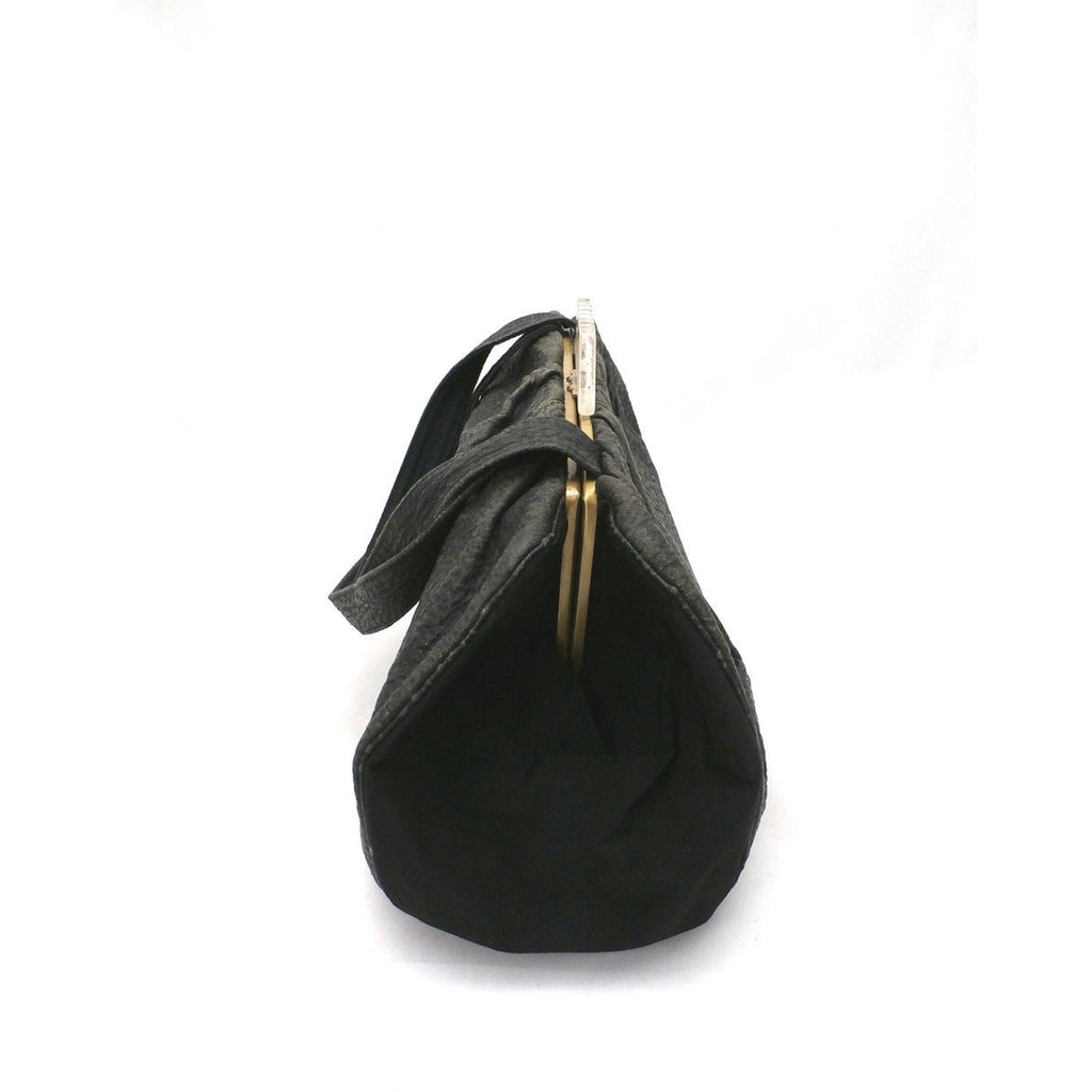 Vintage Black Exotic Leather Purse Bag Lucite Clasp 1930s Roomy Handbags The Best Vintage Clothing