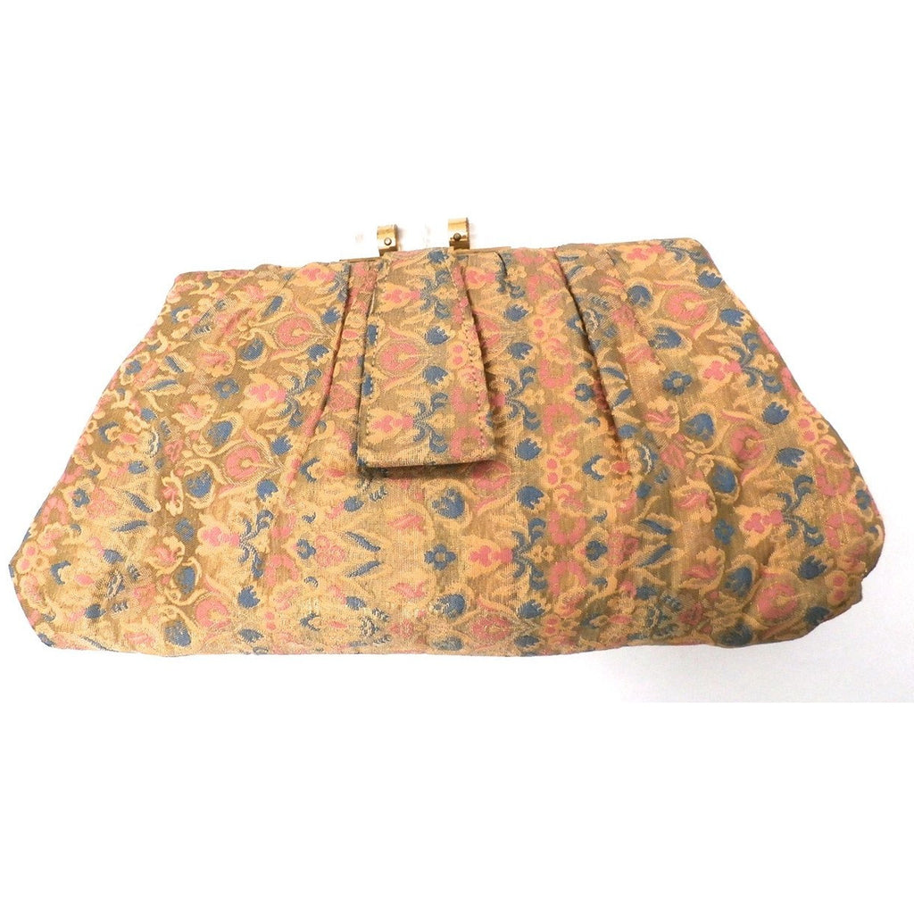Vintage Evening Bag Metallic Silk Damask Clutch Purse 1930s Lucite Clasp Handbags,New Arrivals vendor-unknown