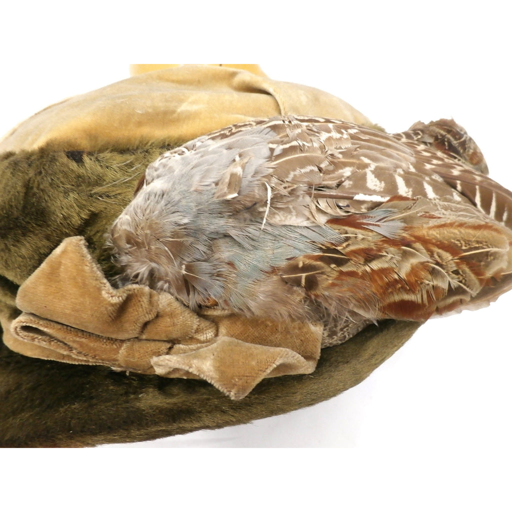 Antique Hat Edwardian Ladies Toque Mohair Birdwings Feathers Floral Applique Large Hats,New Arrivals,Women's The Best Vintage Clothing