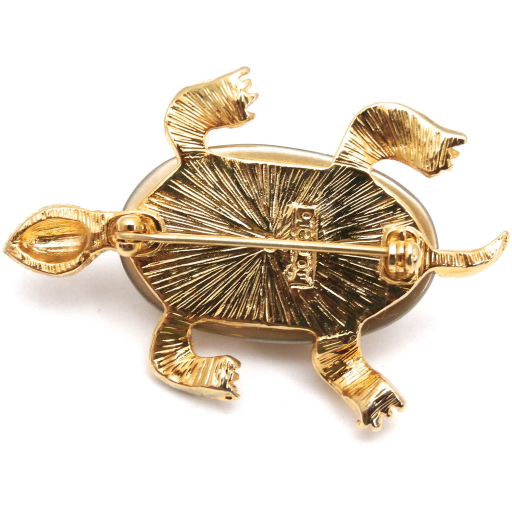Adorable Marvella Signed Turtle Brooch 1950s Goldtone Large Baroque Body Jewelry Marvella