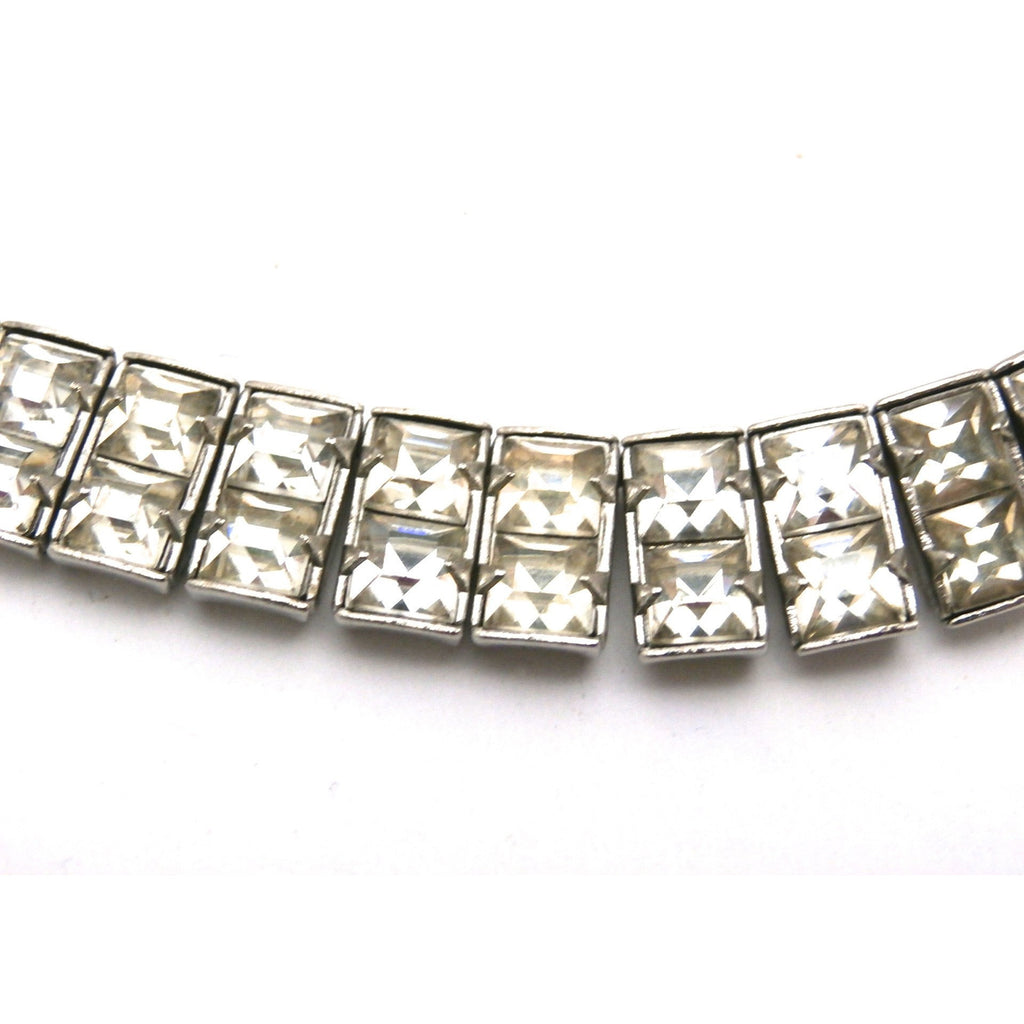 Vintage Crystal Choker Square Channel Set Stones Double Row 14" 1940s - The Best Vintage Clothing
 - 1