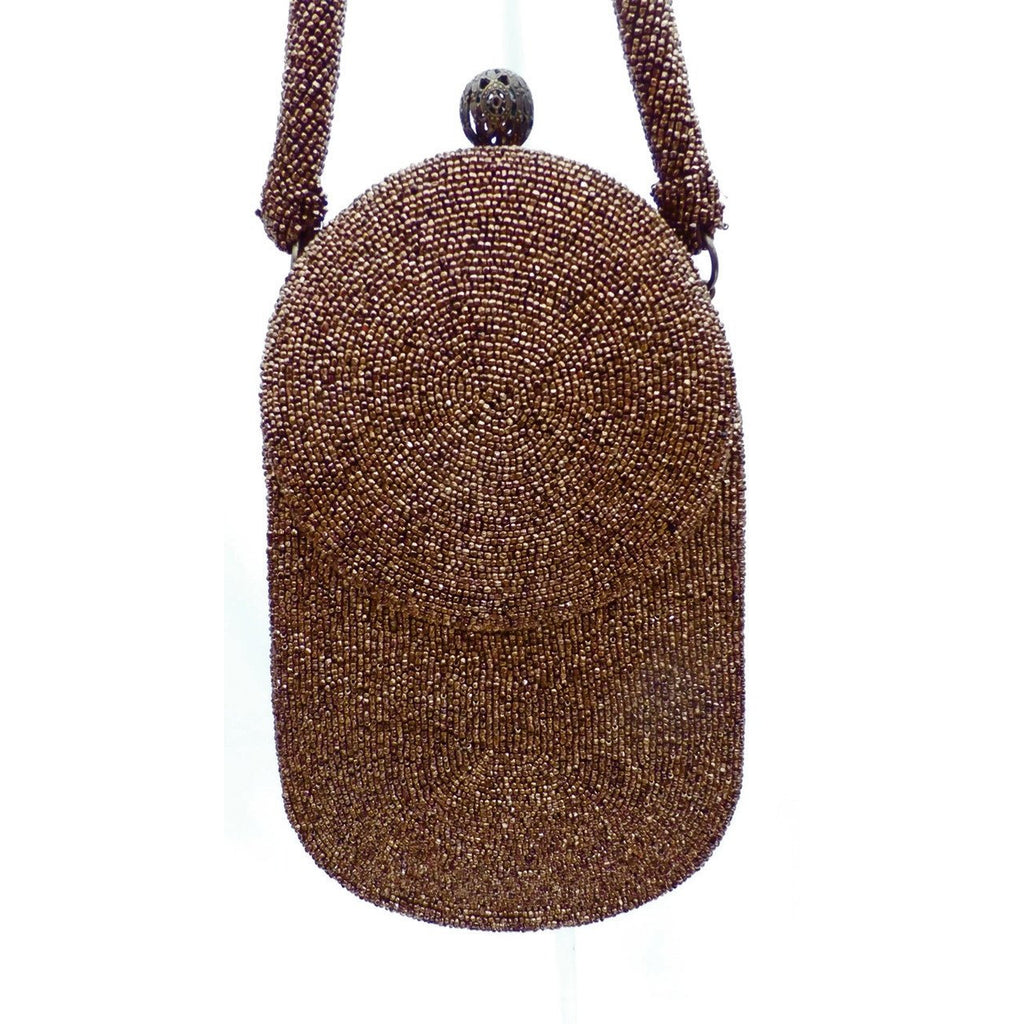 Vintage Beaded Bag Unusual Shape Copper Beads Custom Calem 1940s Handbags,New Arrivals The Best Vintage Clothing