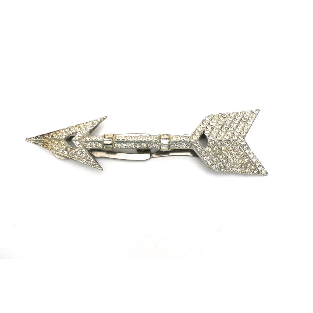 Vintage Antique Art Deco 1920s Rhinestone Arrow Dress Clip X Large 4.5" Long dress clip The Best Vintage Clothing