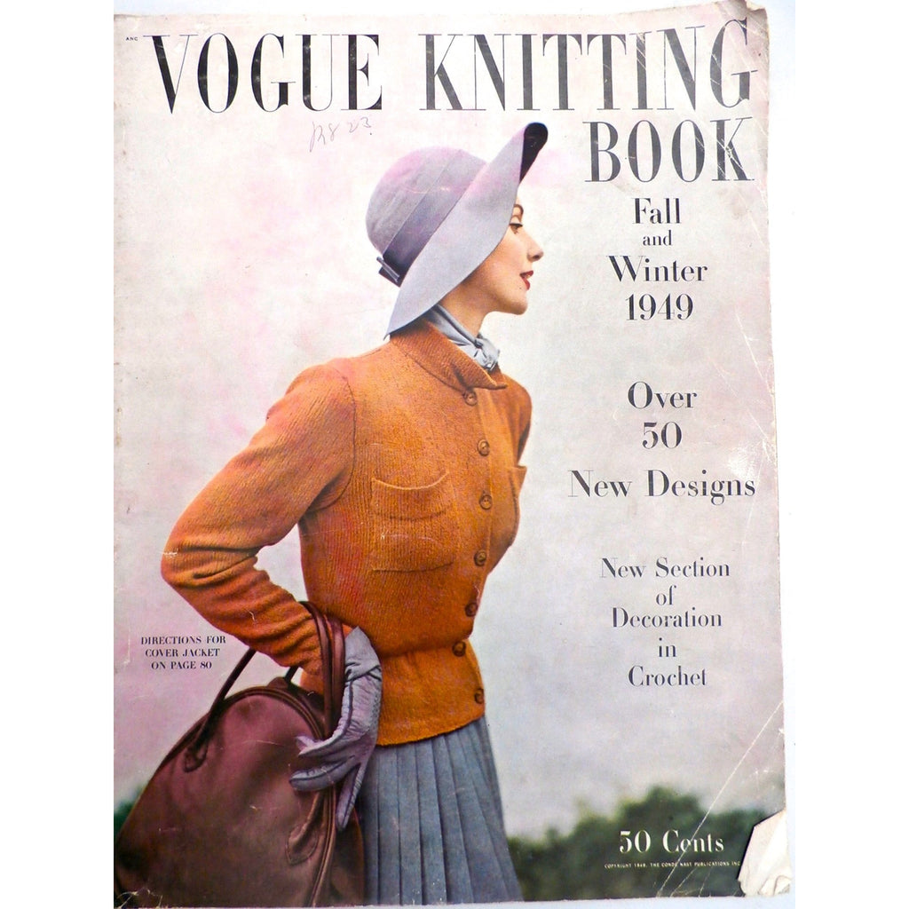 Vintage Magazine Vogue Knitting Book, Fall and Winter 1949 50 + designs How To The Best Vintage Clothing