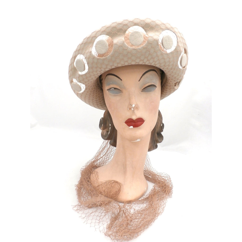 Vintage Schiaparelli Hat Turned Up Brim Open Work Late 1950s Floating Discs - The Best Vintage Clothing
 - 1