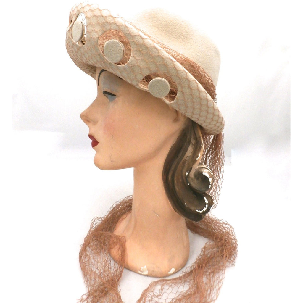 Vintage Schiaparelli Hat Turned Up Brim Open Work Late 1950s Floating Discs Hats The Best Vintage Clothing