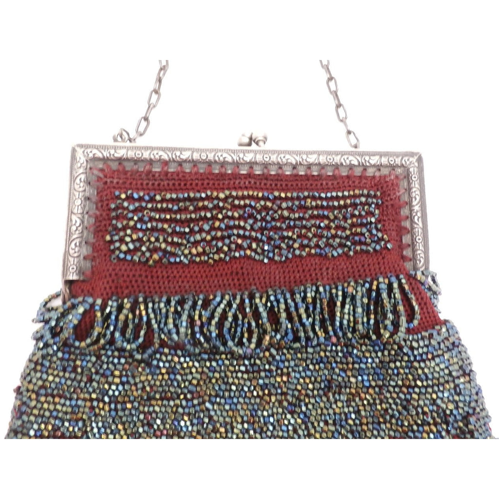 Antique Purse Carnival Beads Cranberry Victorian Large Handbags,New Arrivals The Best Vintage Clothing