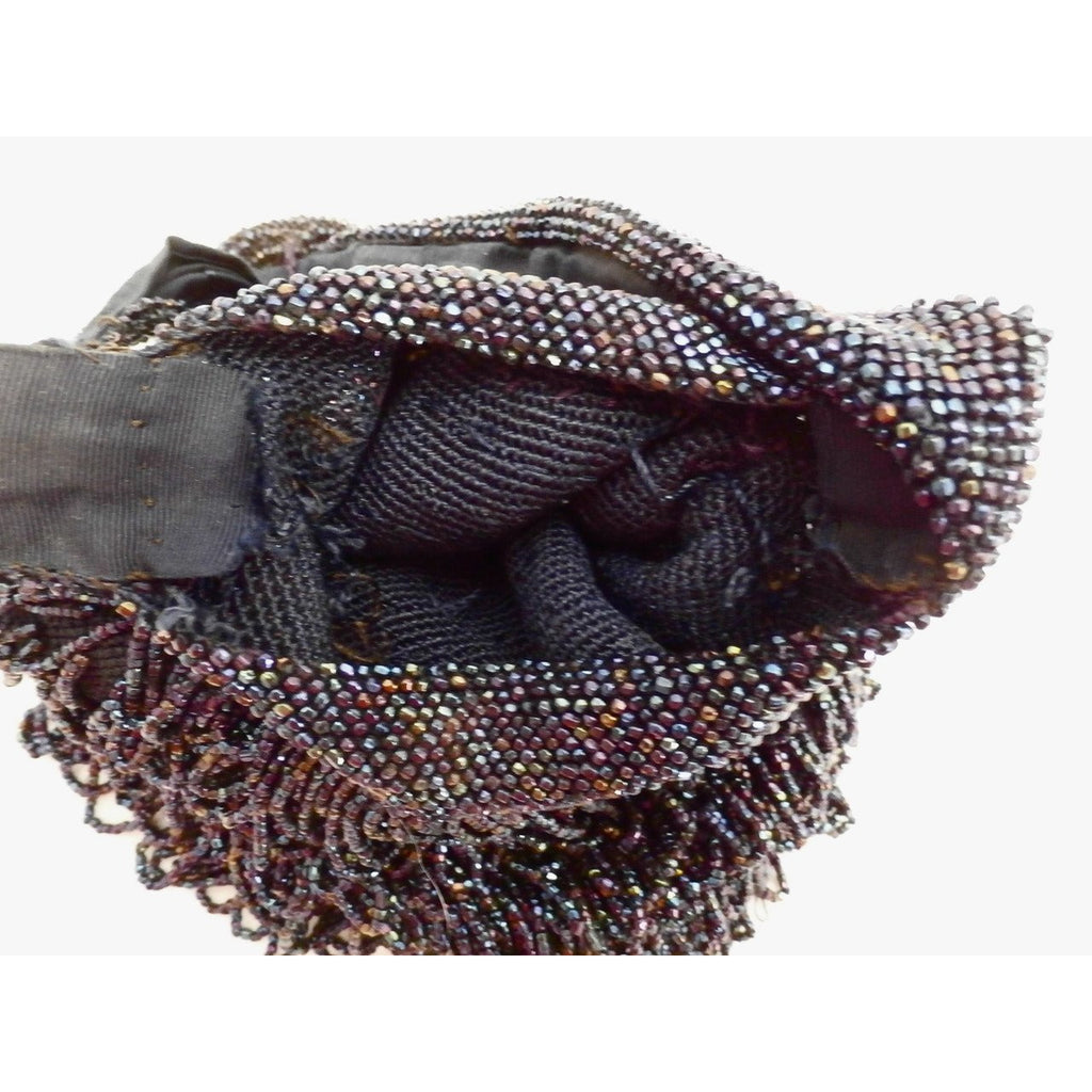 Vintage 1940s Carnival Glass Purse Midnight Blue Large Pouch Style Handbags,New Arrivals The Best Vintage Clothing