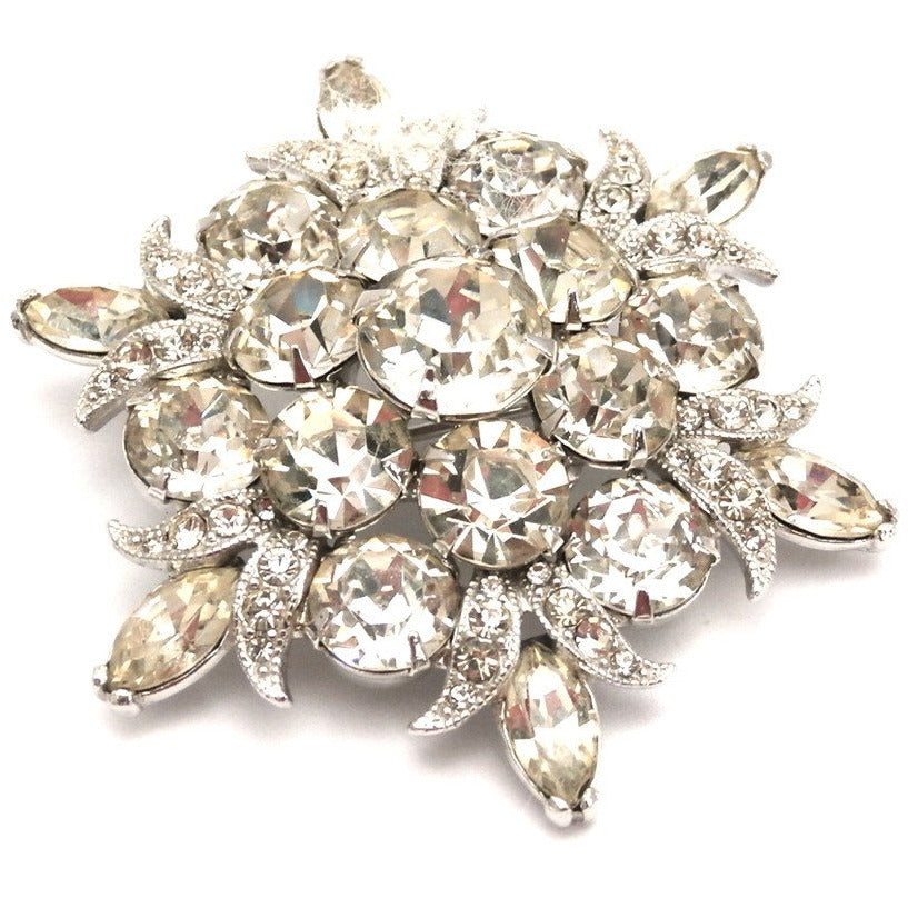 Vintage EISENBERG ICE Signed Silvertone Rhinestone Exquisite Detail Pin Brooch Jewelry,New Arrivals Eisenberg