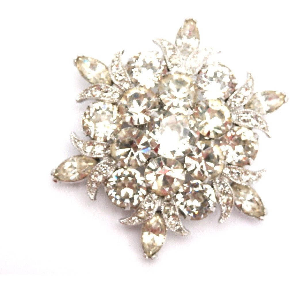Vintage EISENBERG ICE Signed Silvertone Rhinestone Exquisite Detail Pin Brooch Jewelry,New Arrivals Eisenberg