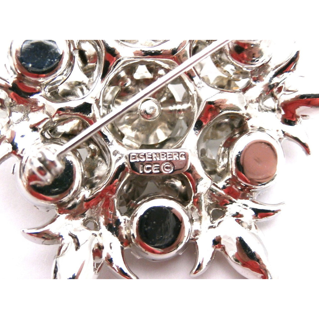 Vintage EISENBERG ICE Signed Silvertone Rhinestone Exquisite Detail Pin Brooch Jewelry,New Arrivals Eisenberg