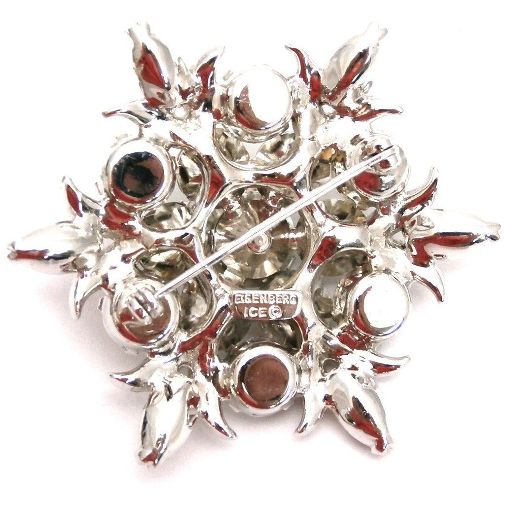 Vintage EISENBERG ICE Signed Silvertone Rhinestone Exquisite Detail Pin Brooch Jewelry,New Arrivals Eisenberg