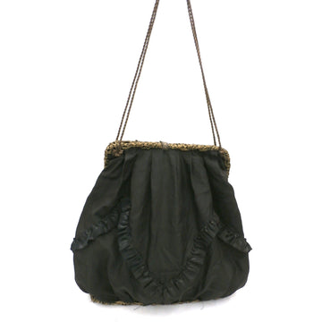 Rare Antique Victorian Handbag Purse Satchel Large Gold Bullion Trim Black Silk - The Best Vintage Clothing
 - 1