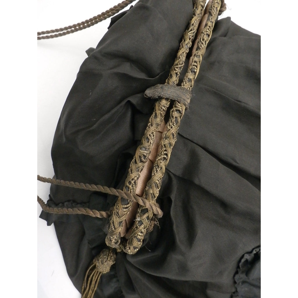 Rare Antique Victorian Handbag Purse Satchel Large Gold Bullion Trim Black Silk Handbags The Best Vintage Clothing