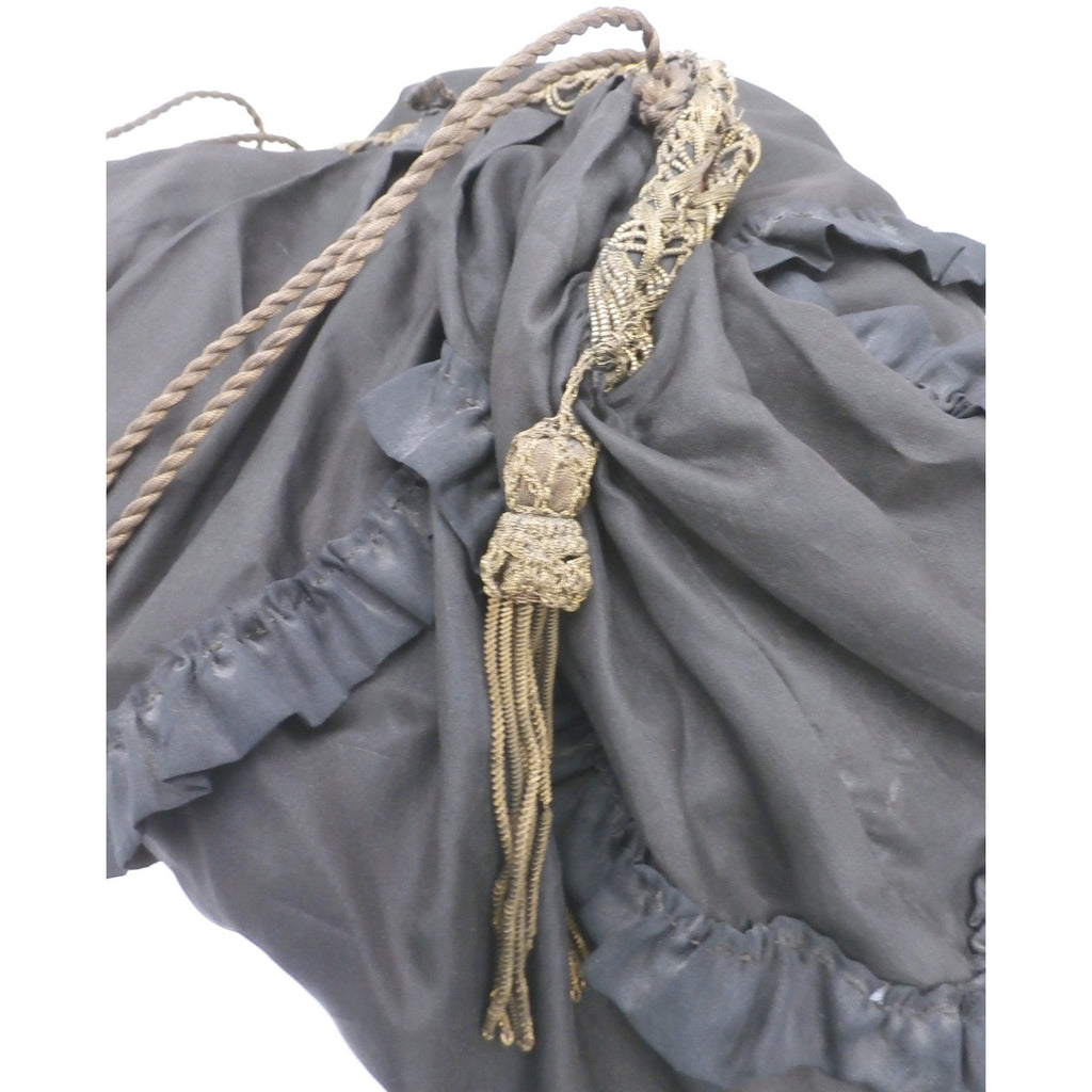 Rare Antique Victorian Handbag Purse Satchel Large Gold Bullion Trim Black Silk Handbags The Best Vintage Clothing