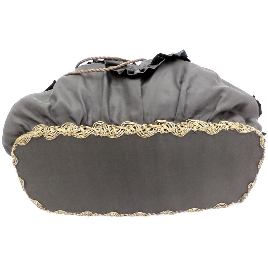 Rare Antique Victorian Handbag Purse Satchel Large Gold Bullion Trim Black Silk Handbags The Best Vintage Clothing