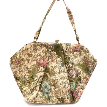 Vintage Handbag Pretty FLoral/Gold Metallic Print Large Purse 50s Sir David D&B Handbags,New Arrivals vendor-unknown