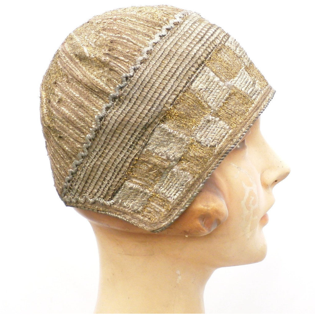 Vintage Art Deco Ladies Cloche Hat Metallic 1920s FAB Bronze/Silver/Gold Hats,New Arrivals,Women's The Best Vintage Clothing