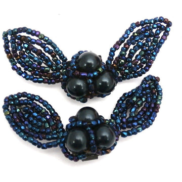 Vintage 1940s Shoe Buckles Blue Carnival Glass Bows 2.5" - The Best Vintage Clothing
 - 1