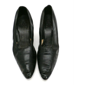Vintage Ladies Black Leather Pumps  Size 6 Frank Bros Fifth Ave 1920s - The Best Vintage Clothing
 - 1
