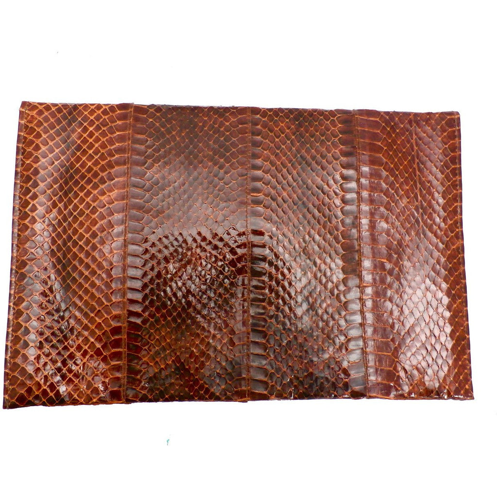 Vintage Brown Snakeskin Clutch Handbag Purse 1940s 8 x 12 Handbags,New Arrivals vendor-unknown