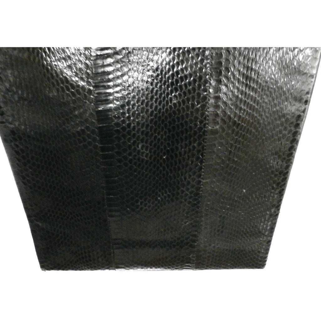 Vintage Tall Black Snakeskin Handbag Purse XL Hand Made Italy 1960s Handbags,New Arrivals vendor-unknown
