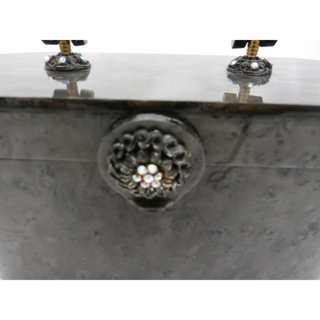 Vintage Lucite Box Purse Wilardy Gray Marbleized Pearl 1950s w/ Contents Handbags,New Arrivals Wilardy