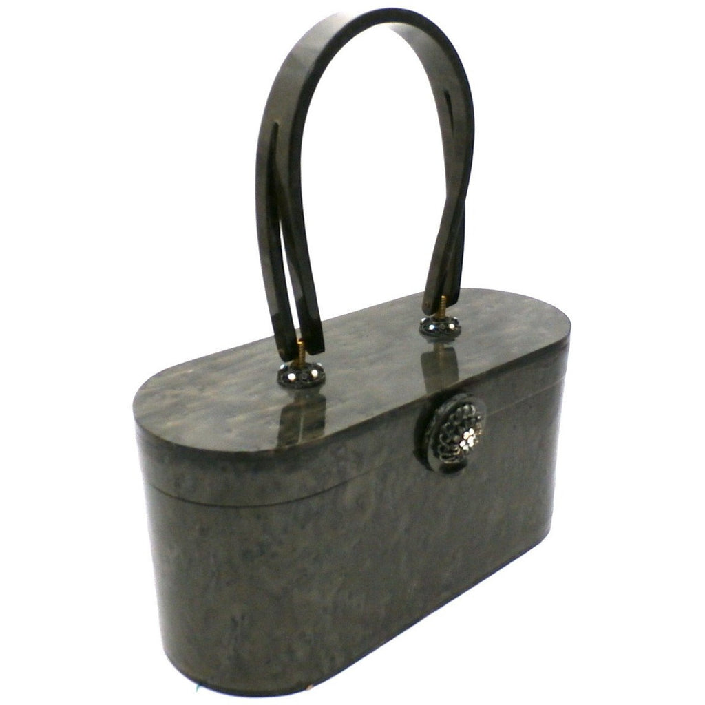 Vintage Lucite Box Purse Wilardy Gray Marbleized Pearl 1950s w/ Contents Handbags,New Arrivals Wilardy