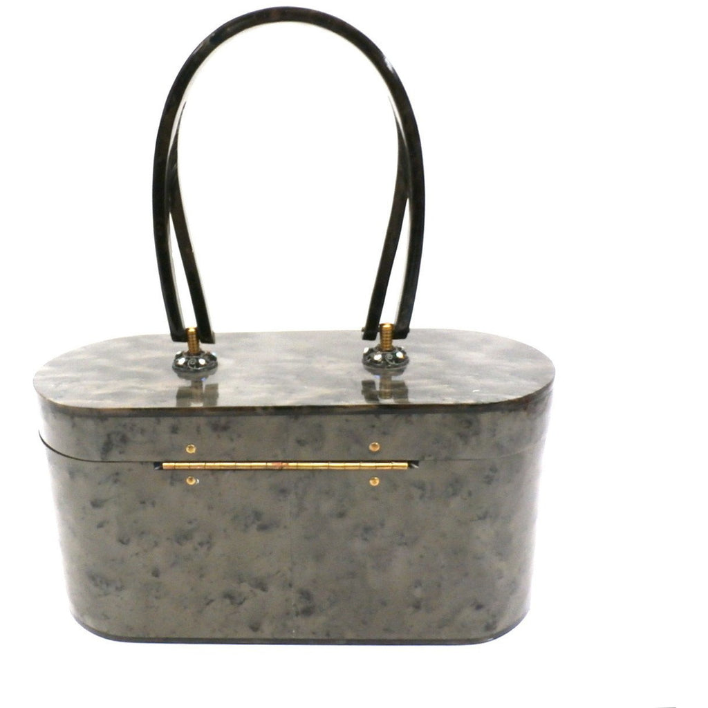 Vintage Lucite Box Purse Wilardy Gray Marbleized Pearl 1950s w/ Contents Handbags,New Arrivals Wilardy