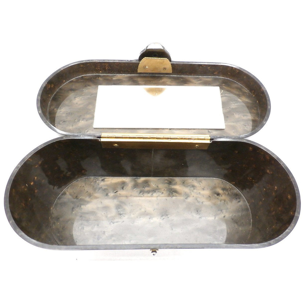 Vintage Lucite Box Purse Wilardy Gray Marbleized Pearl 1950s w/ Contents Handbags,New Arrivals Wilardy