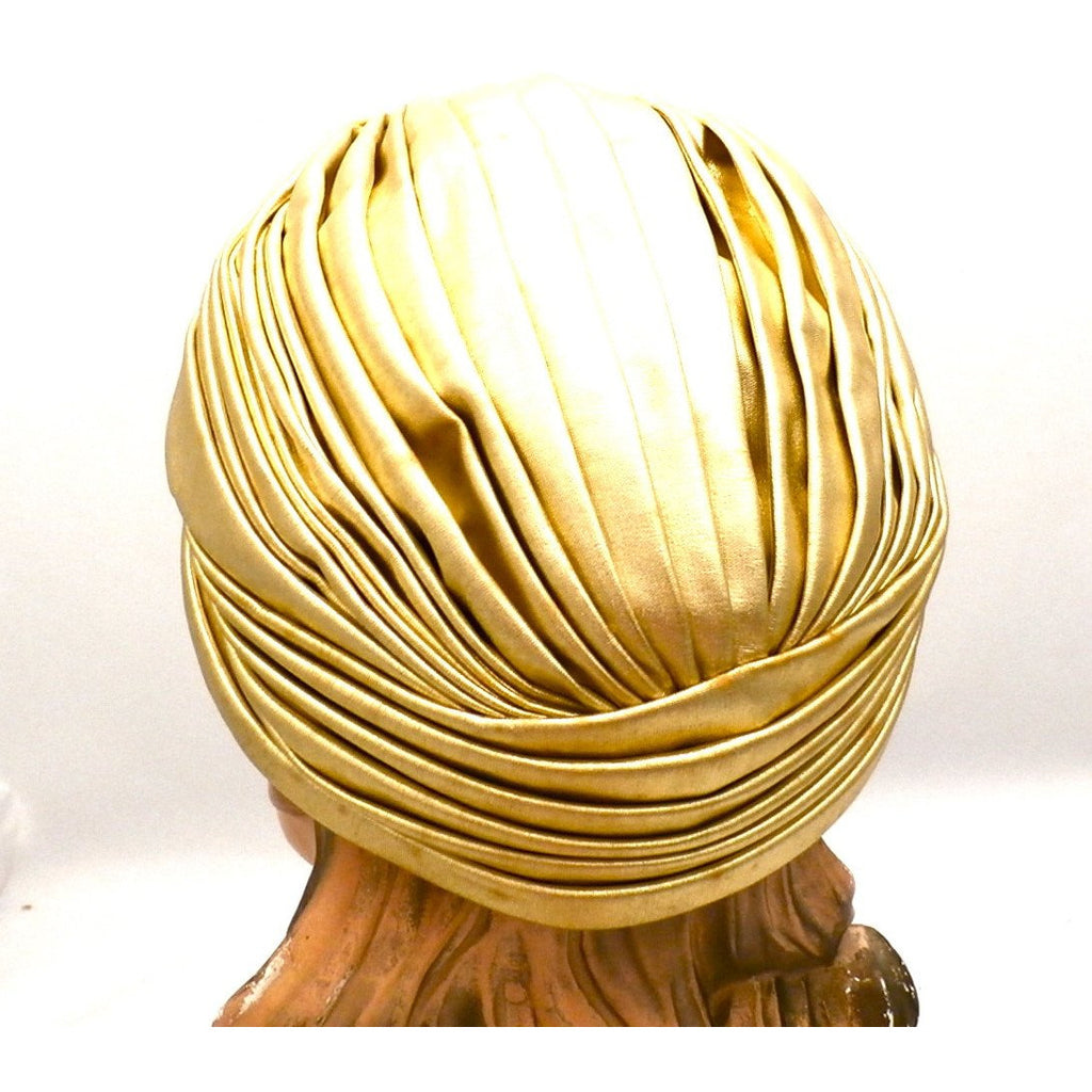 Vintage 1950s Hat Adolfo Realites Gold Metallic Turban 22" Head Hats,New Arrivals Adolfo