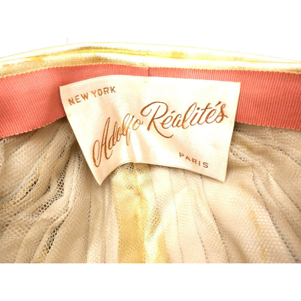 Vintage 1950s Hat Adolfo Realites Gold Metallic Turban 22" Head Hats,New Arrivals Adolfo