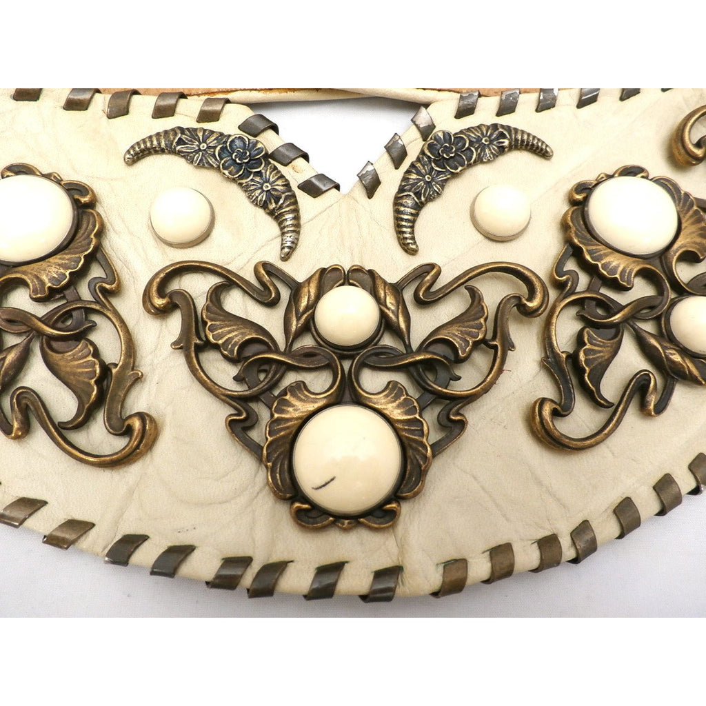 Vintage Leatherock Belt Nina Arjani Big Bold Bling 1970s Handcrafted 29-33 Accessories,New Arrivals Nina Arjani