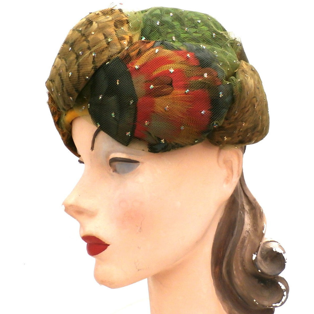 Vintage Christian Dior Colorful Feather Fantasy Hat 1950s Med - The Best Vintage Clothing
 - 1