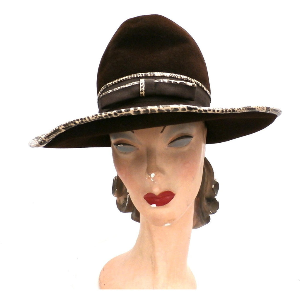 Vintage Ladies Mr. John Jr Faux Snakeskin Hat & Purse 1970S Brown Handbags Mr. John