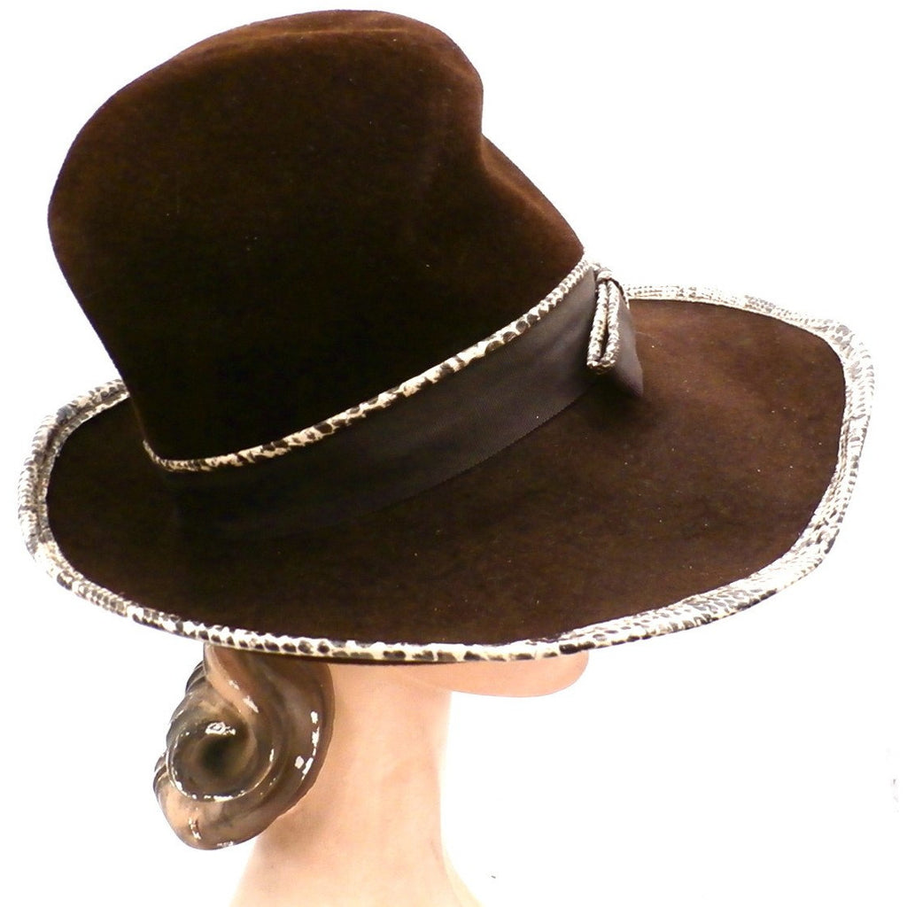 Vintage Ladies Mr. John Jr Faux Snakeskin Hat & Purse 1970S Brown Handbags Mr. John