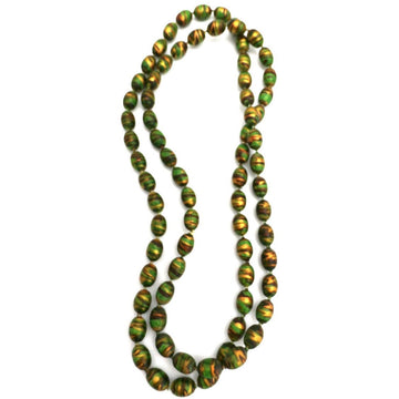 Vintage Necklace Paper Mache Beads 1920s Green Copper Gold 35" - The Best Vintage Clothing
 - 1