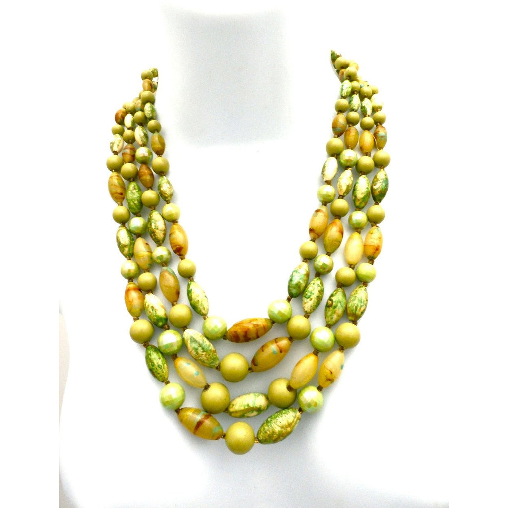 Vintage Beads & Necklace Set 1950s Hong Kong Greens Jewelry,New Arrivals The Best Vintage Clothing