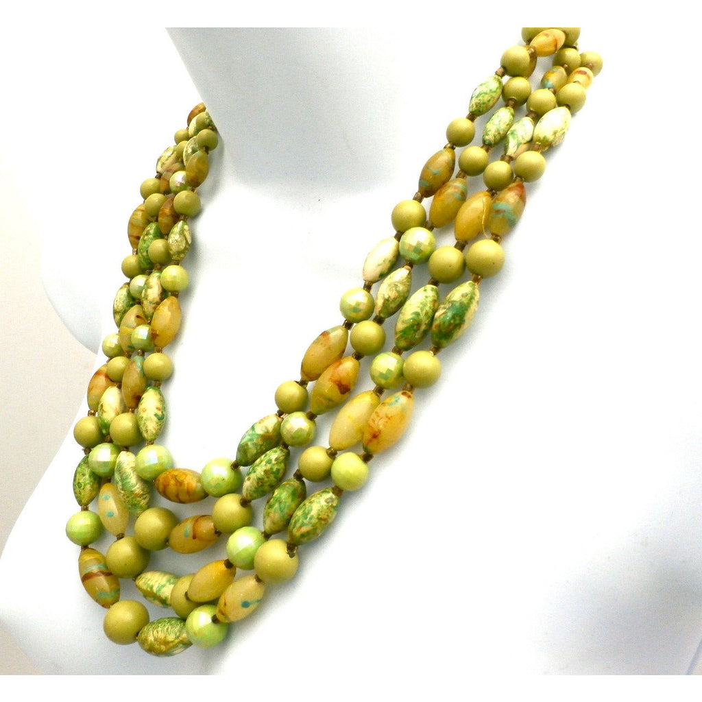 Vintage Beads & Necklace Set 1950s Hong Kong Greens Jewelry,New Arrivals The Best Vintage Clothing