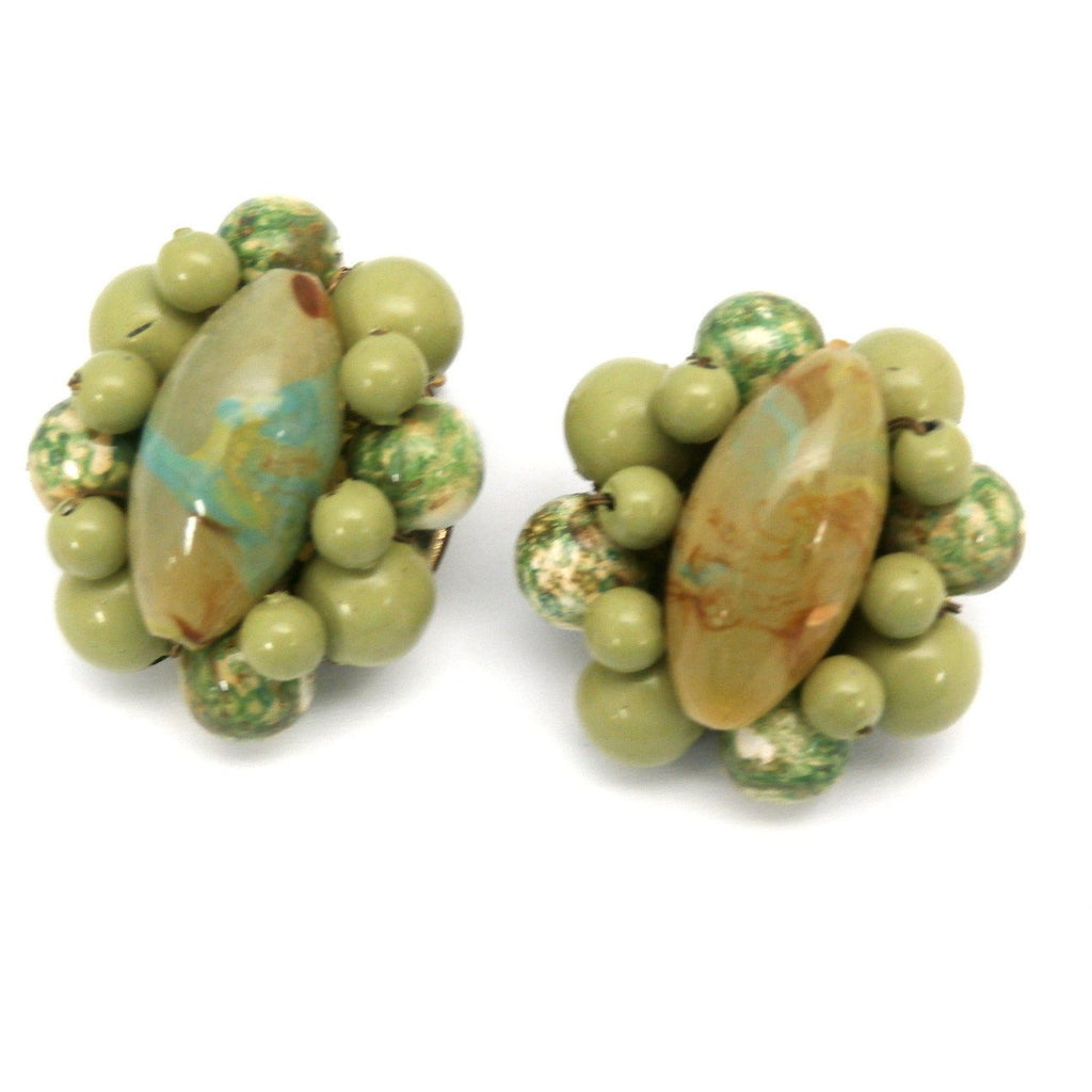 Vintage Beads & Necklace Set 1950s Hong Kong Greens Jewelry,New Arrivals The Best Vintage Clothing