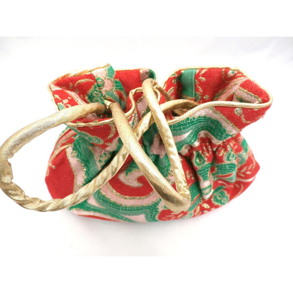 Handmade Metallic Red/Gold Paisley Brocade Purse 1970s Fabric Handbags,New Arrivals The Best Vintage Clothing